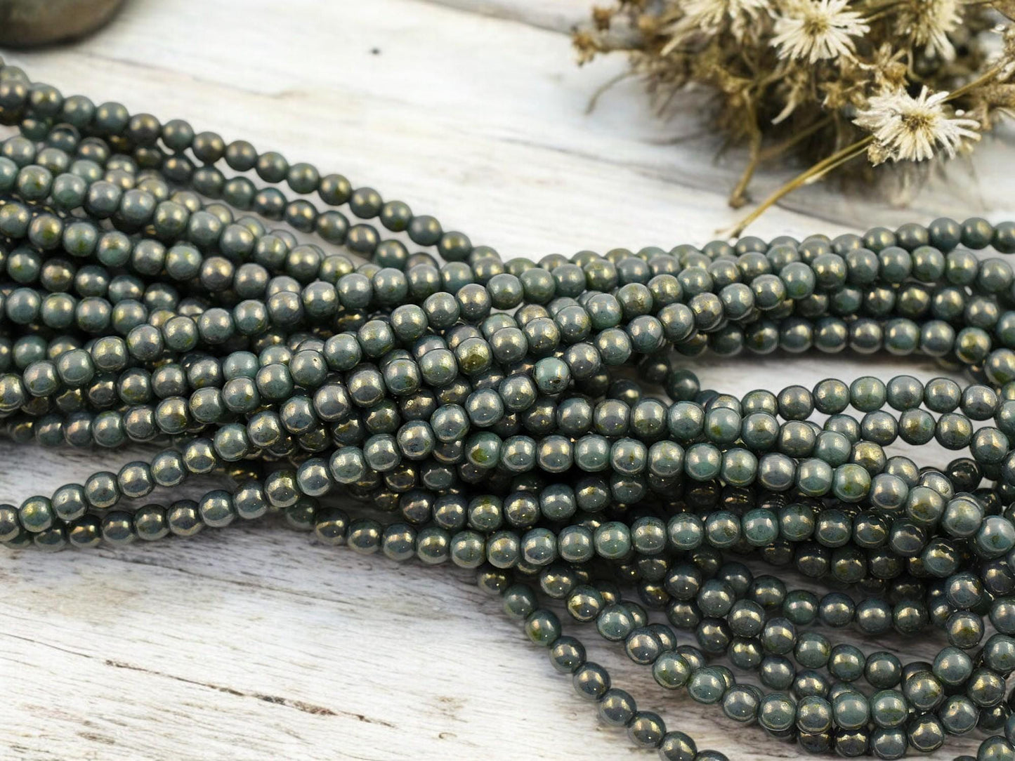 4mm Beads - Czech Glass Beads - Picasso Beads - Round Beads - Druk Beads - 100pcs - (1765)