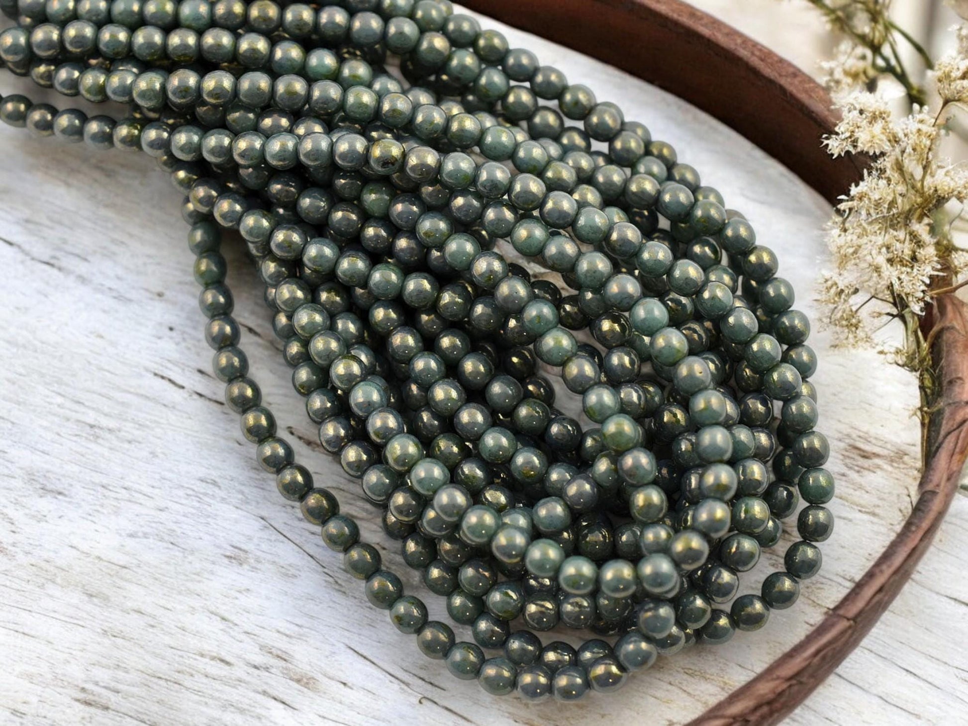 4mm Beads - Czech Glass Beads - Picasso Beads - Round Beads - Druk Beads - 100pcs - (1765)