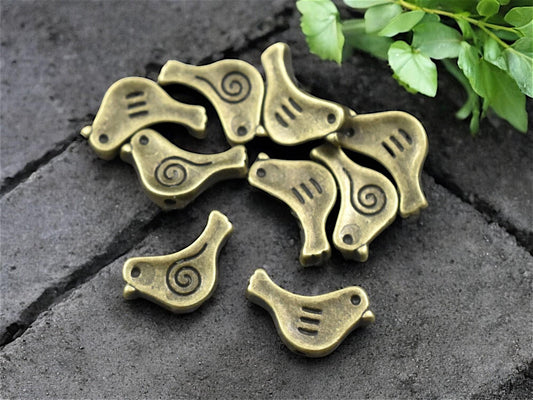 *10* 9x15mm Antique Bronze Bird Beads