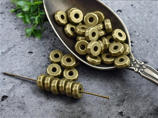 *50* 8x3mm Antique Bronze Faceted Rondelle Beads