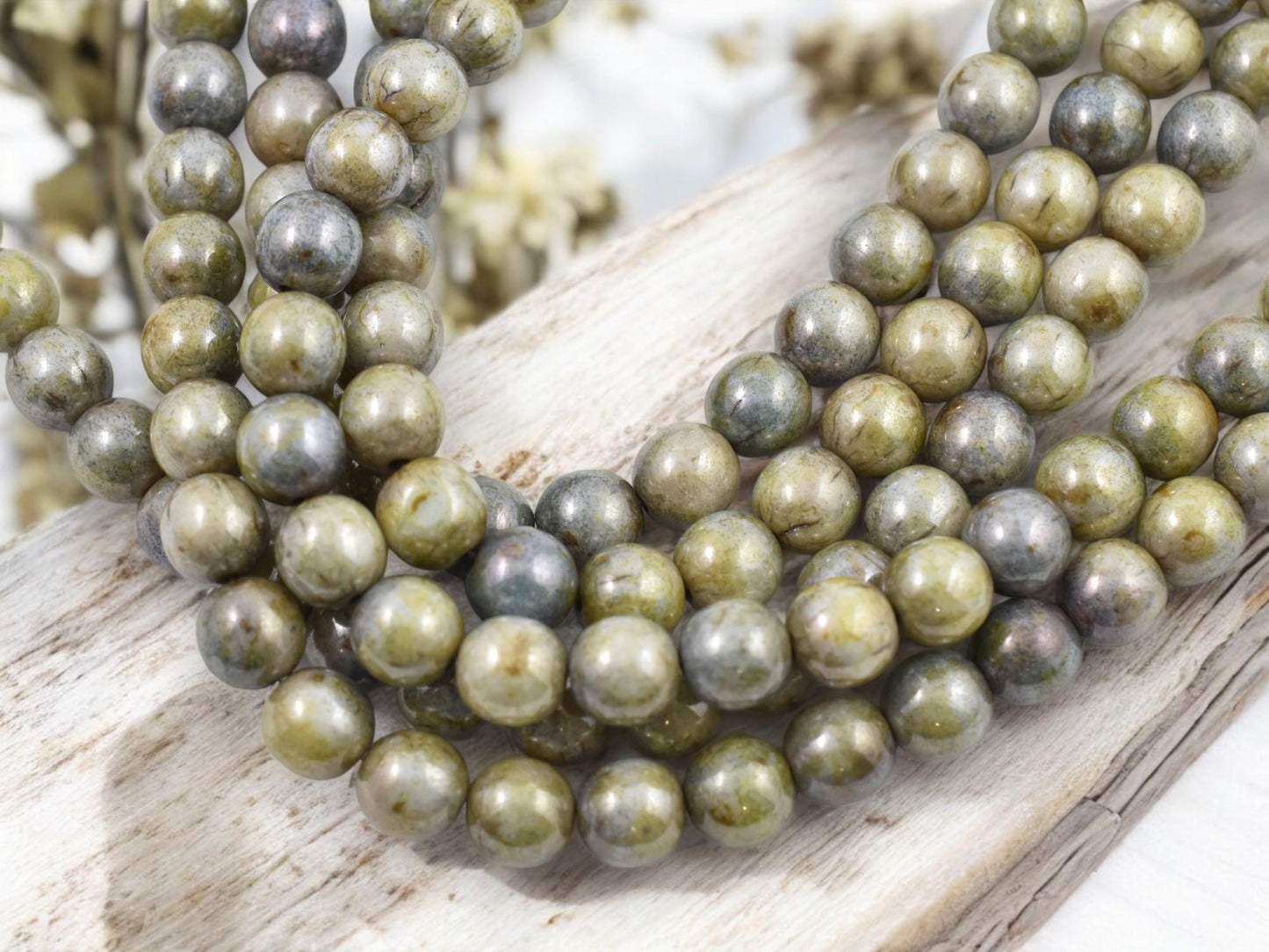 Picasso Beads - Czech Glass Beads - Round Beads - Druks - 8mm Beads - 25pcs - (B467)