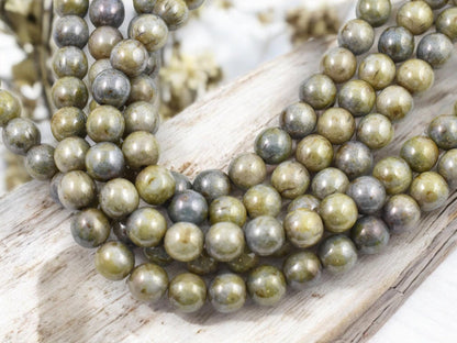 Picasso Beads - Czech Glass Beads - Round Beads - Druks - 8mm Beads - 25pcs - (B467)