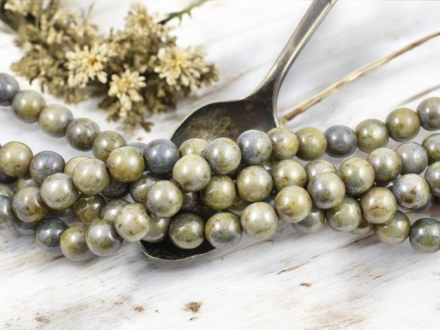 Picasso Beads - Czech Glass Beads - Round Beads - Druks - 8mm Beads - 25pcs - (B467)