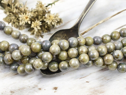 Picasso Beads - Czech Glass Beads - Round Beads - Druks - 8mm Beads - 25pcs - (B467)