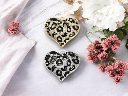 Metal Charms - Heart Charms - CZ Charms - Rhinestone Charms - 22x25mm - 1pc - Choose Your Color