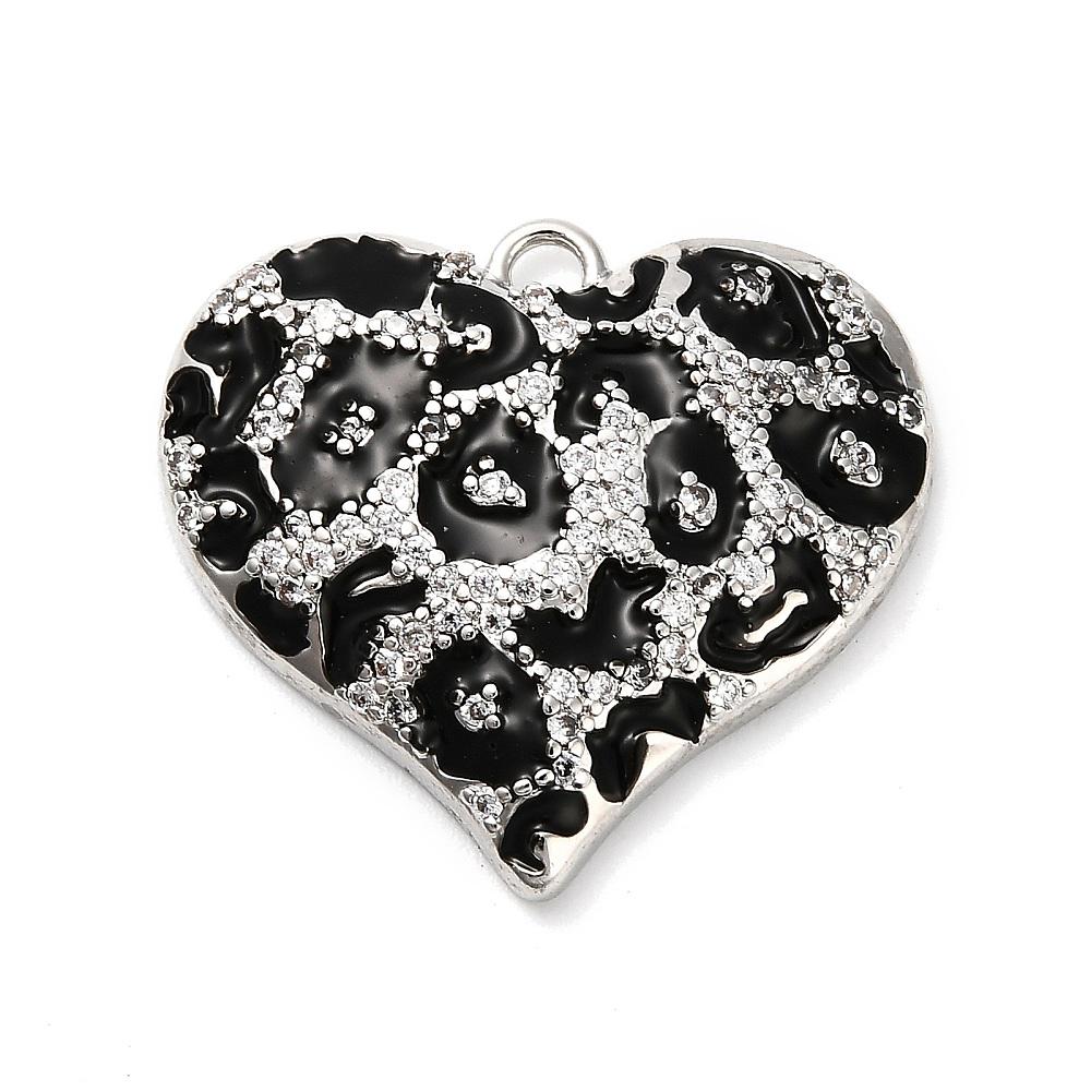 Metal Charms - Heart Charms - CZ Charms - Rhinestone Charms - 22x25mm - 1pc - Choose Your Color