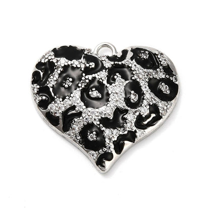 Metal Charms - Heart Charms - CZ Charms - Rhinestone Charms - 22x25mm - 1pc - Choose Your Color