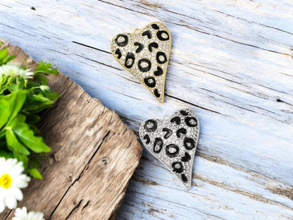 Metal Charms - Heart Charms - CZ Charms - Rhinestone Charms - 22x29mm - 1pc - Choose Your Color