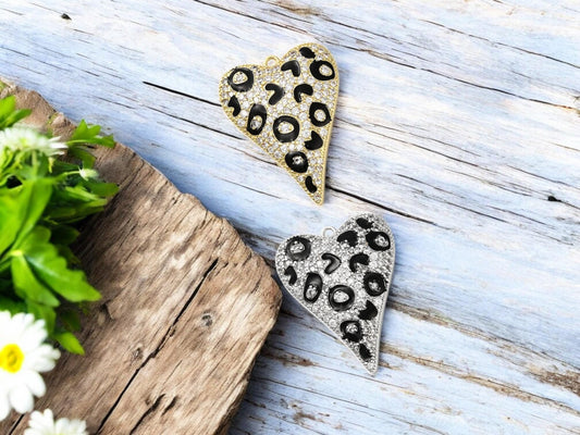 Metal Charms - Heart Charms - CZ Charms - Rhinestone Charms - 22x29mm - 1pc - Choose Your Color