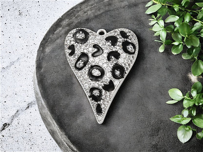 22x29mm Plated Brass Micro Pave CZ Leopard Elongated Heart Charms - Gold or Platinum