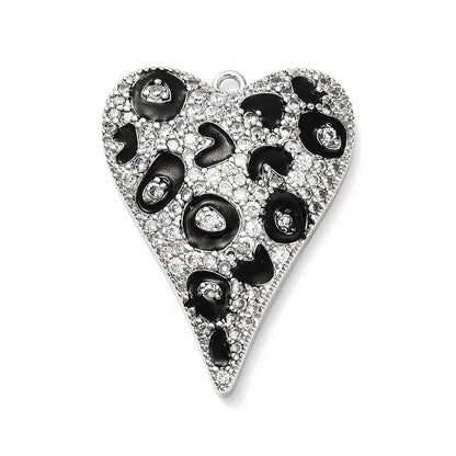 Metal Charms - Heart Charms - CZ Charms - Rhinestone Charms - 22x29mm - 1pc - Choose Your Color