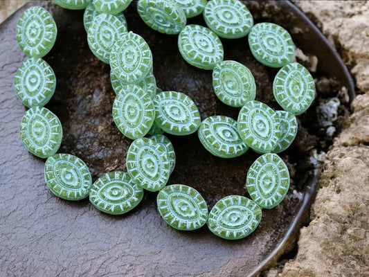 Czech Glass Beads - Evil Eye Beads - Mystic Eye Beads - Full Strand - 10pcs - 14x11mm - (3870)