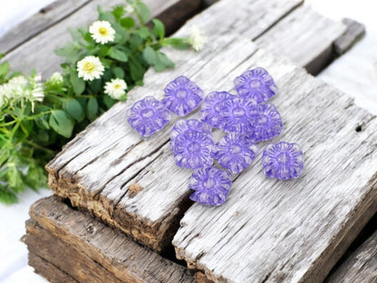 Czech Glass Beads - Flower Beads - Czech Glass Flowers - Square Flowers - 11mm Flower - 16pcs - (1754)