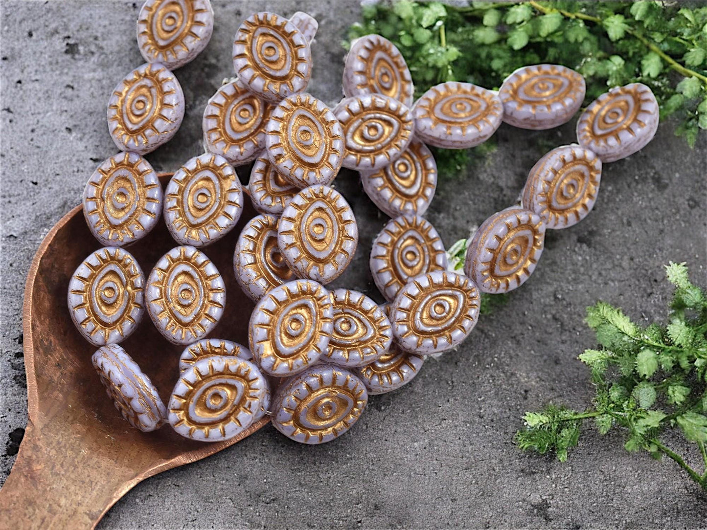 Czech Glass Beads - Evil Eye Beads - Mystic Eye Beads - Full Strand - 10pcs - 14x11mm - (4484)