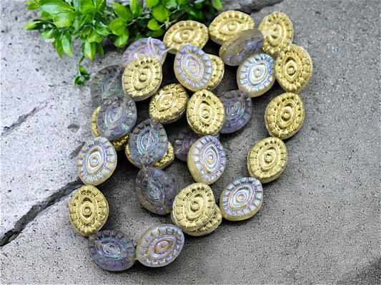 Czech Glass Beads - Evil Eye Beads - Mystic Eye Beads - Full Strand - 10pcs - 14x11mm - (3599)