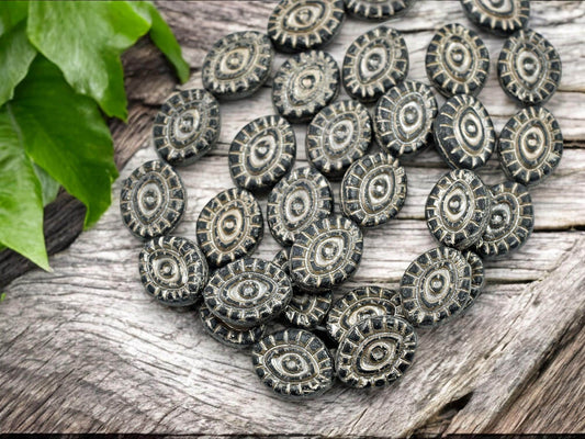 Czech Glass Beads - Evil Eye Beads - Mystic Eye Beads - Full Strand - 10pcs - 14x11mm - (901)