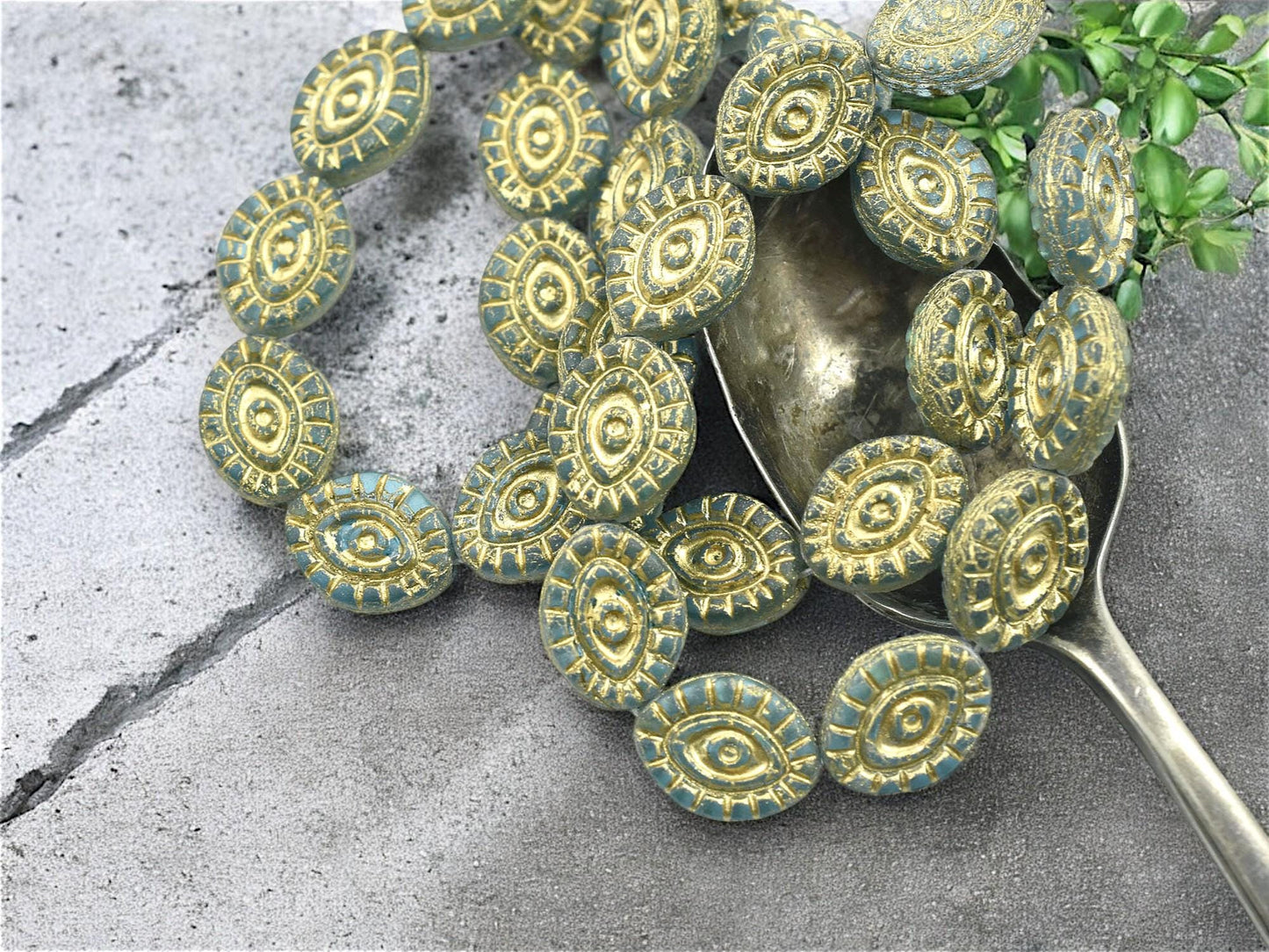 Czech Glass Beads - Evil Eye Beads - Mystic Eye Beads - Full Strand - 10pcs - 14x11mm - (1533)