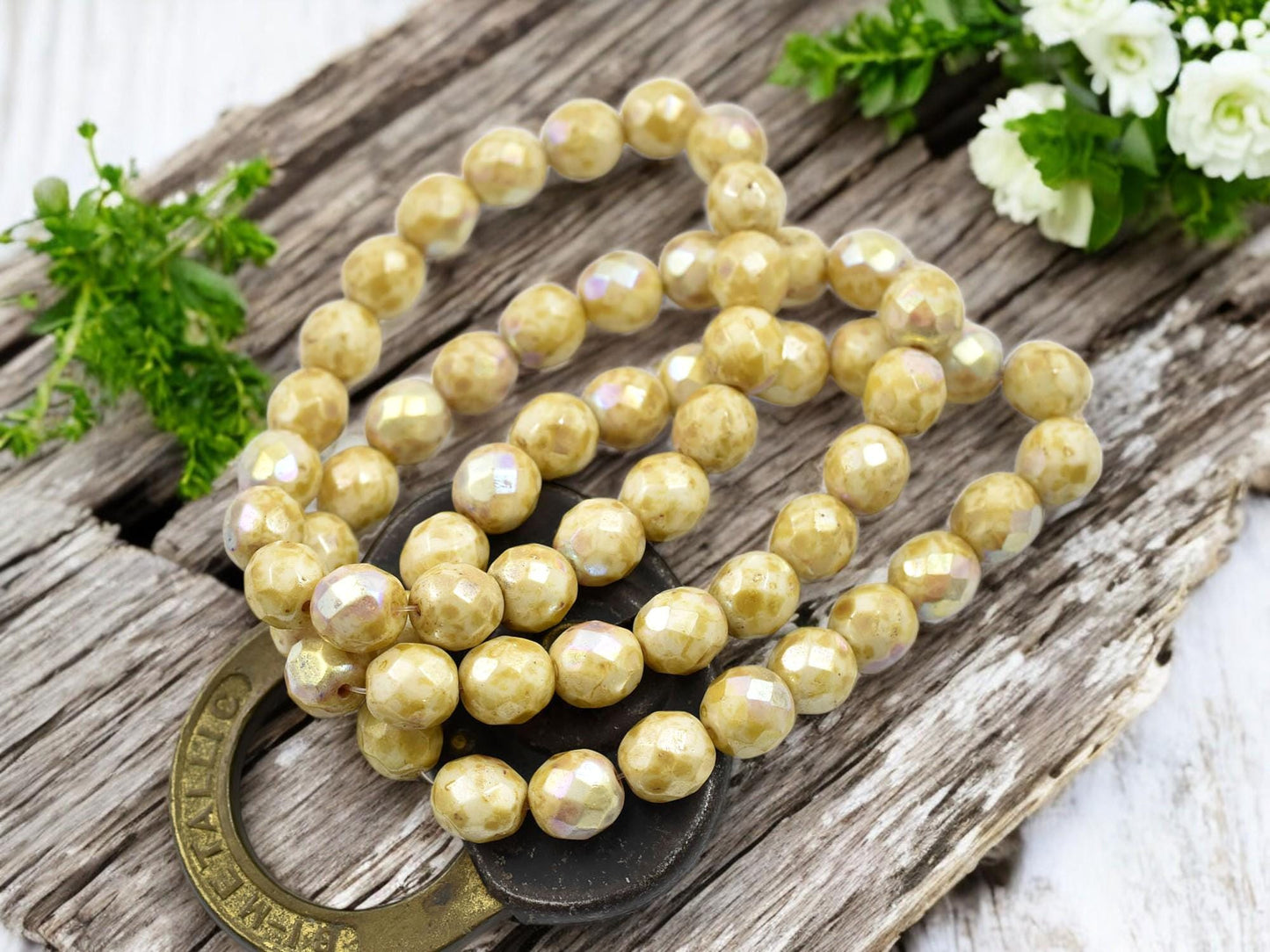 Picasso Beads - Czech Glass Beads - Fire Polished Beads - Round Beads - 8mm - 20pcs - (A544)