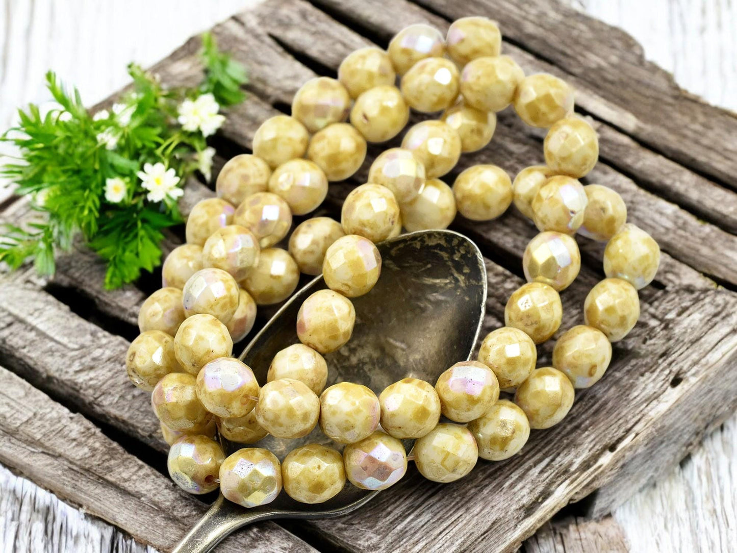 Picasso Beads - Czech Glass Beads - Fire Polished Beads - Round Beads - 8mm - 20pcs - (A544)