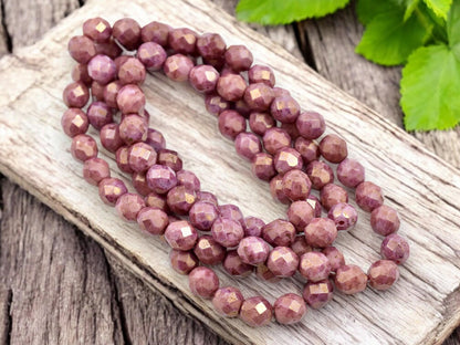 Picasso beads - Czech Glass Beads - Fire Polished Beads - Round Beads - Faceted Beads - 8mm - 25pcs - (1506)