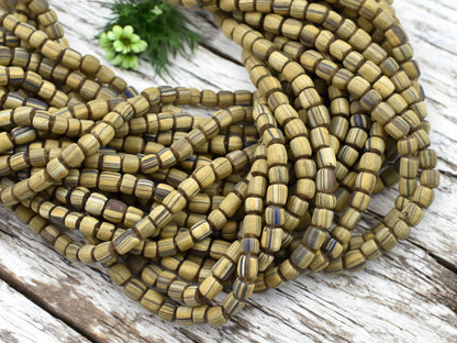 Trade Beads - African Glass Beads - Java Glass Beads - Striped Seed Beads - Gooseberry Beads - 4-7mm - 24" Strand - (A611)