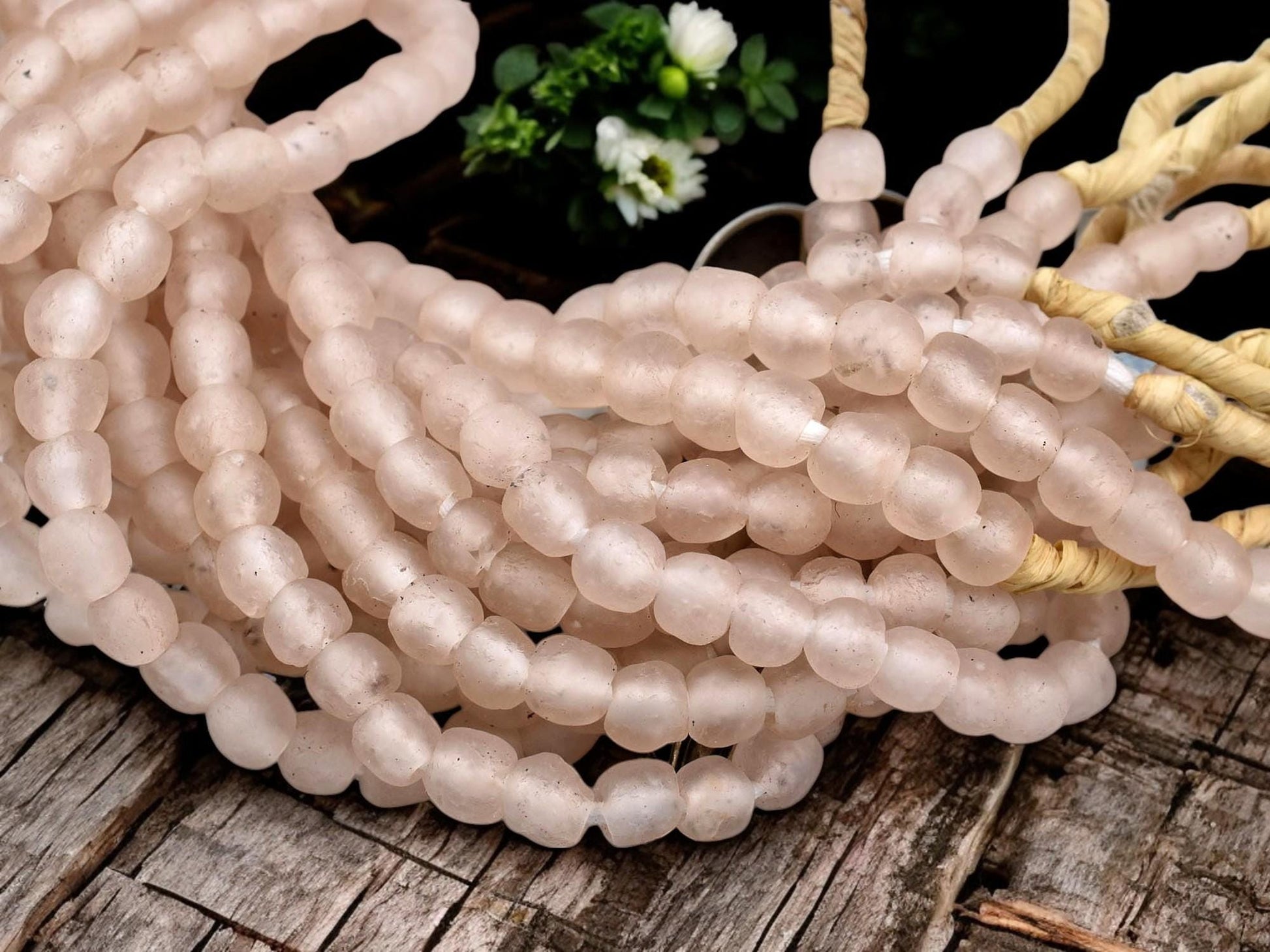 Recycled Glass Beads - African Glass Beads -Fair Trade Beads - Ghana Beads - Approx 7-9mm - 20" Strand - (J61)