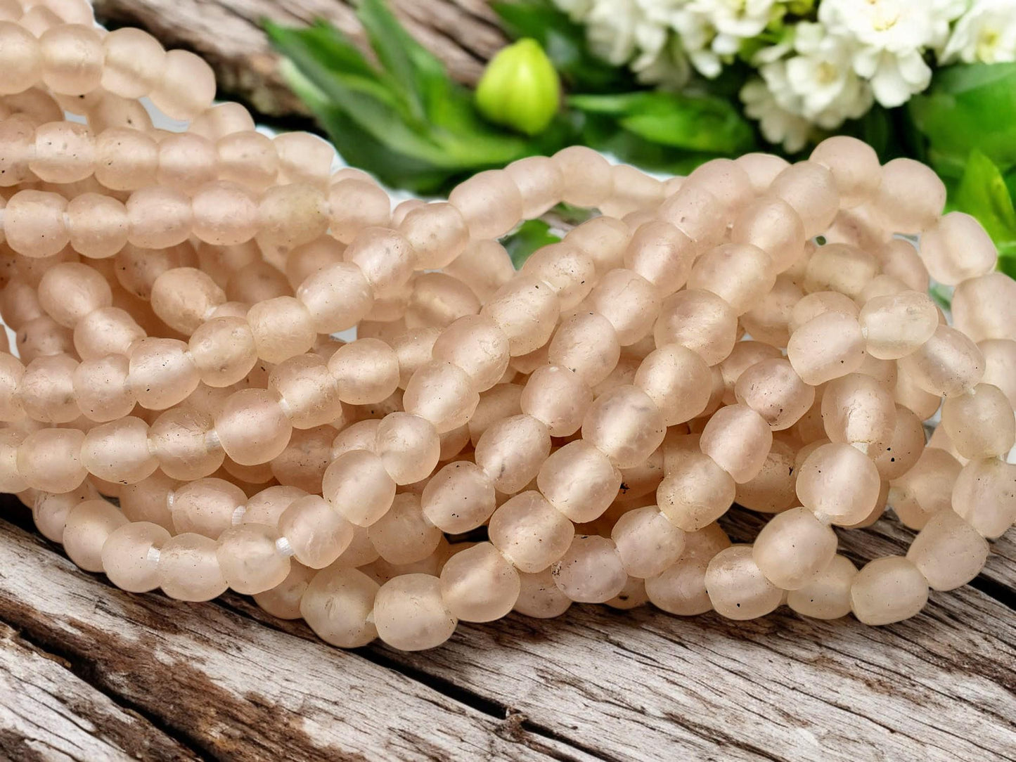 Recycled Glass Beads - African Glass Beads -Fair Trade Beads - Ghana Beads - Approx 7-9mm - 20" Strand - (J61)