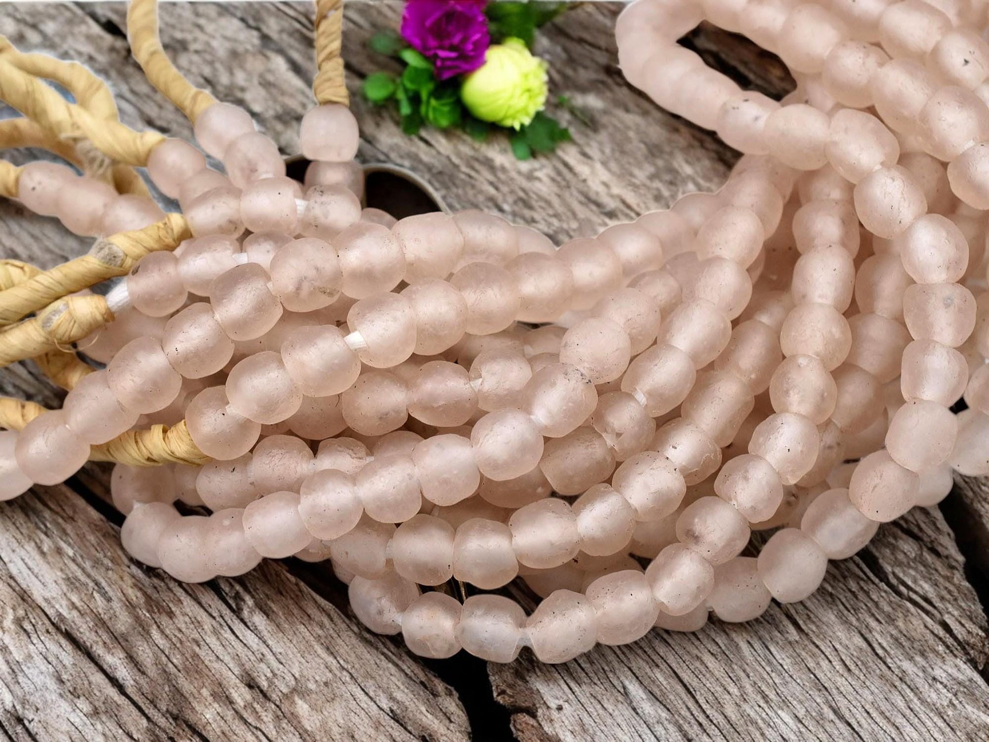 Recycled Glass Beads - African Glass Beads -Fair Trade Beads - Ghana Beads - Approx 7-9mm - 20" Strand - (J61)