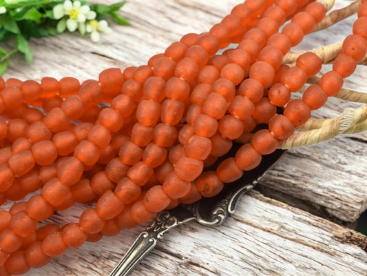 Recycled Glass Beads - African Glass Beads -Fair Trade Beads - Ghana Beads - Approx 7-8mm - 19" Strand - (J62)