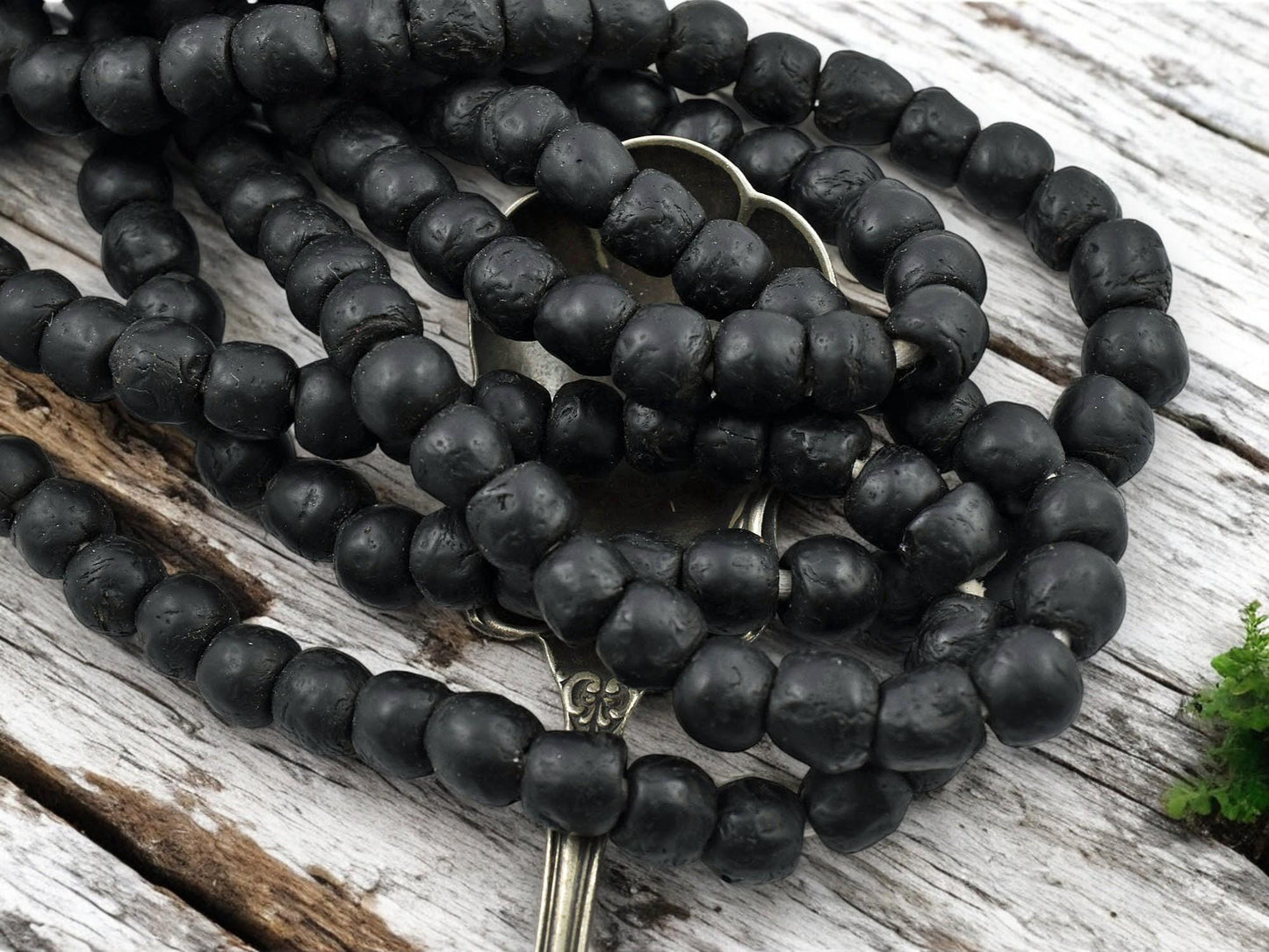 Recycled Glass Beads - African Glass Beads - Fair Trade Beads - Ghana Beads - Approx 9-10mm - 19" Strand - (J63)