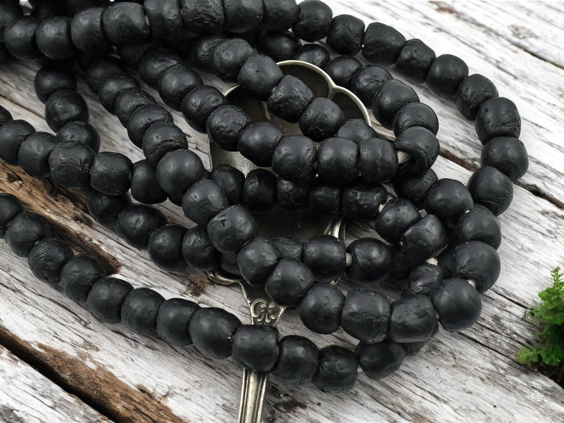 Recycled Glass Beads - African Glass Beads - Fair Trade Beads - Ghana Beads - Approx 9-10mm - 19" Strand - (J63)
