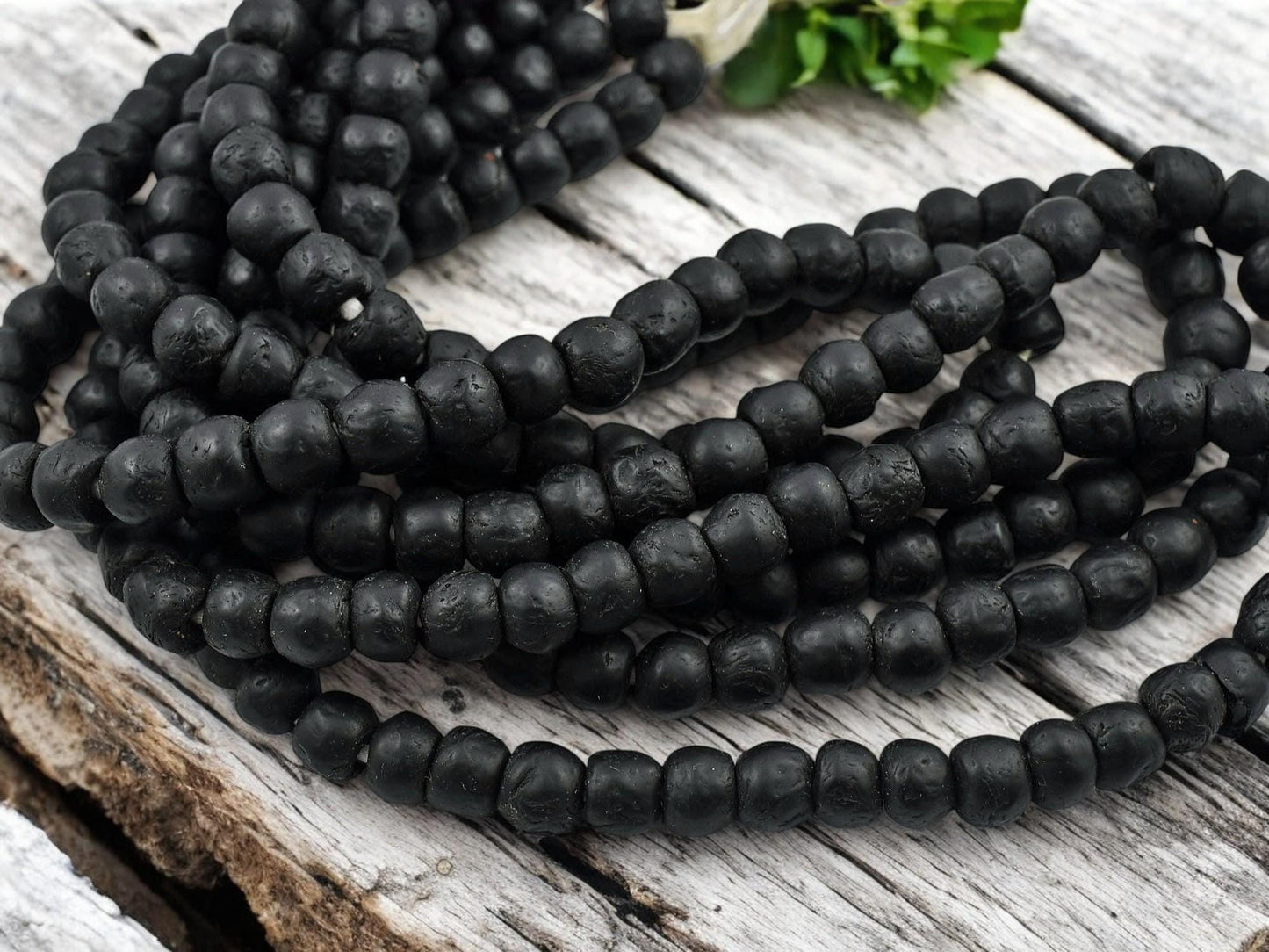 Recycled Glass Beads - African Glass Beads - Fair Trade Beads - Ghana Beads - Approx 9-10mm - 19" Strand - (J63)
