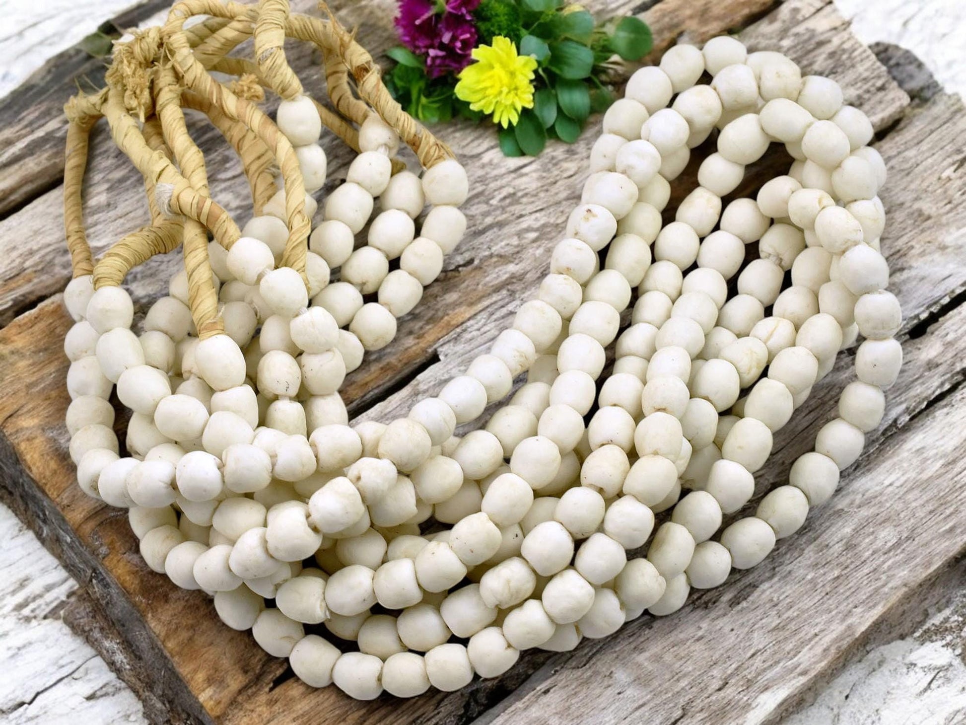 Recycled Glass Beads - African Glass Beads - Fair Trade Beads - Ghana Beads - Approx 8-9mm - 20" Strand - (J64)