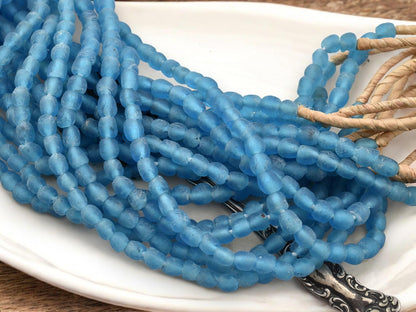 Fair Trade Beads - Ghana Beads - Recycled Glass Beads - African Glass Beads - Approx 6-7mm - 19" Strand - (J65)