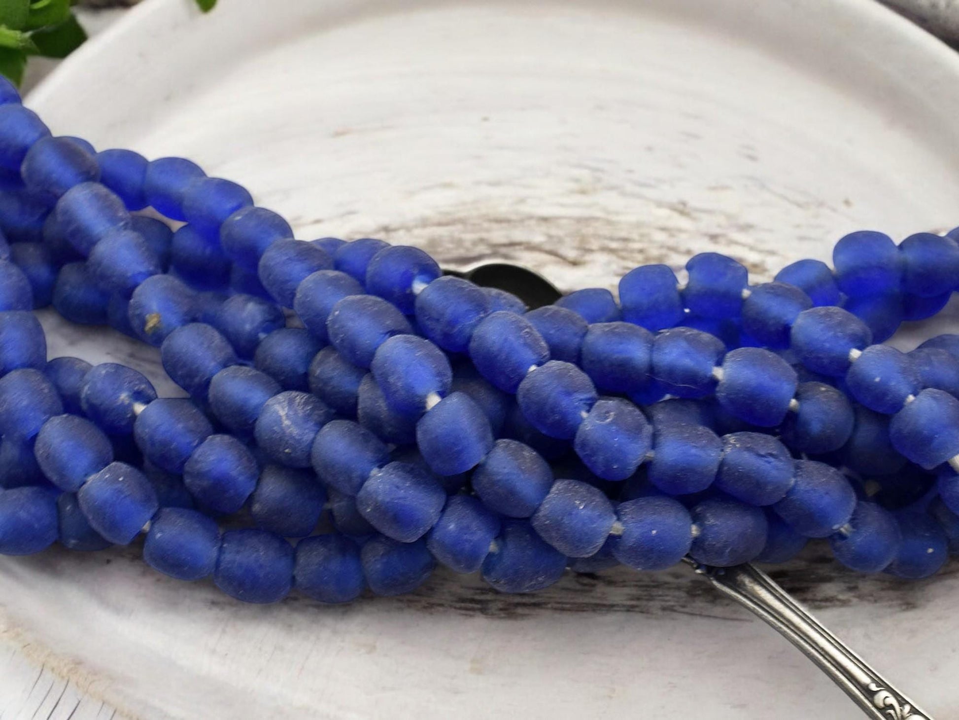 Fair Trade Beads - Ghana Beads - Recycled Glass Beads - African Glass Beads - Approx 9-10mm - 20" Strand - (J68)