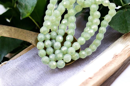 *20* 8mm Sage Opaline Luster Fire Polished Round Beads