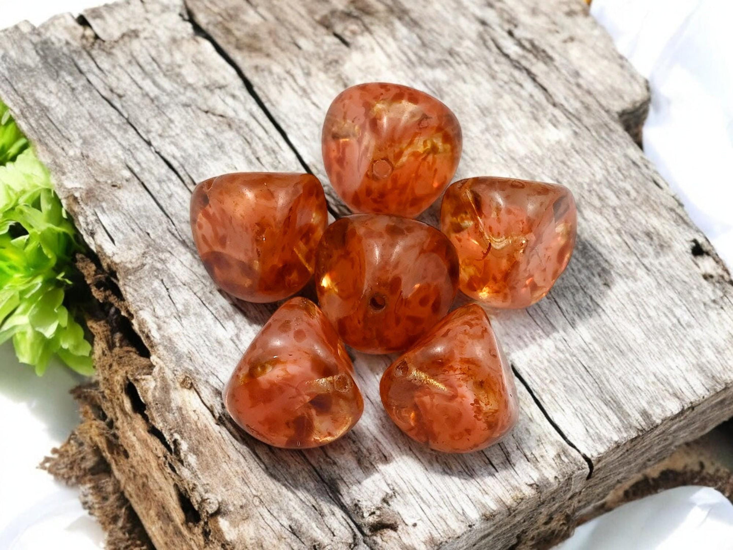 Picasso Beads - Czech Glass Beads - Vintage Czech Glass - Nugget Beads - Organic Beads - 14mm - 9pcs - (A296)