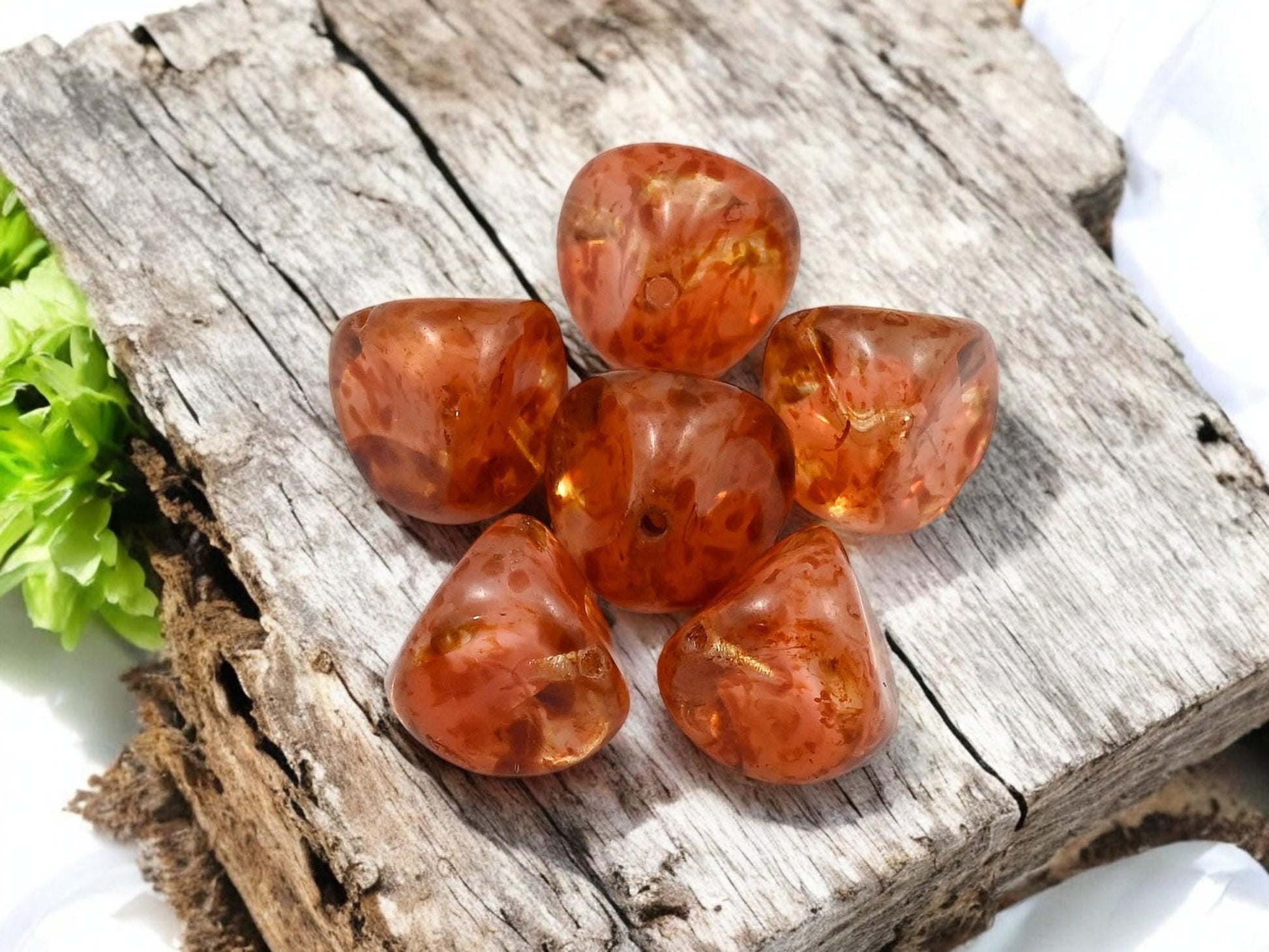 Picasso Beads - Czech Glass Beads - Vintage Czech Glass - Nugget Beads - Organic Beads - 14mm - 9pcs - (A296)