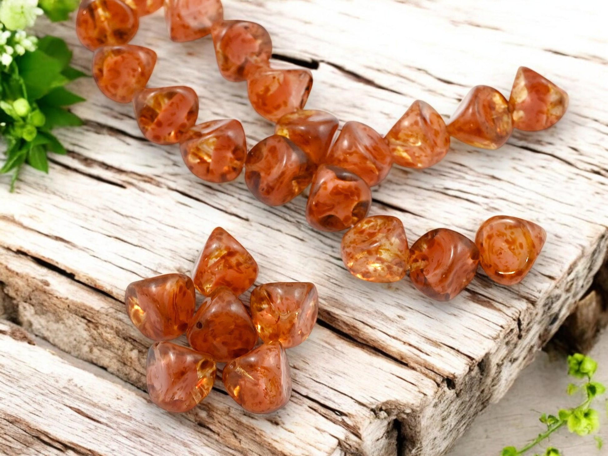 Picasso Beads - Czech Glass Beads - Vintage Czech Glass - Nugget Beads - Organic Beads - 14mm - 9pcs - (A296)