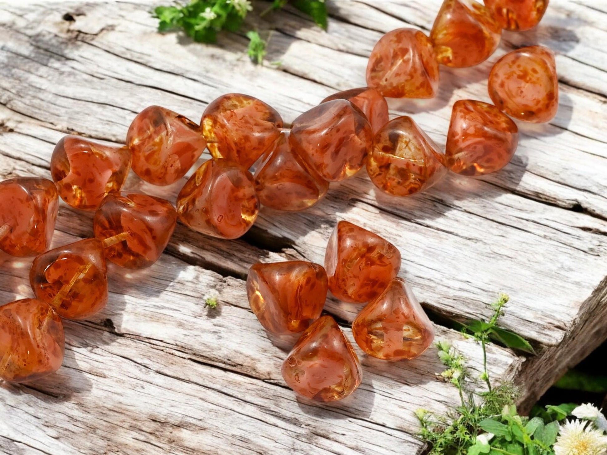 Picasso Beads - Czech Glass Beads - Vintage Czech Glass - Nugget Beads - Organic Beads - 14mm - 9pcs - (A296)