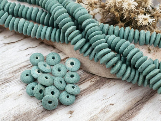 African Glass Beads - Recycled Glass Beads - Ashanti Glass - Heishi Beads - 13-15mm