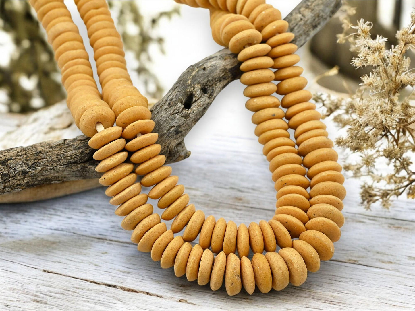 Recycled Glass Beads - Ashanti Glass - African Glass Beads - Powder Glass Beads - Heishi Beads - 13-15mm