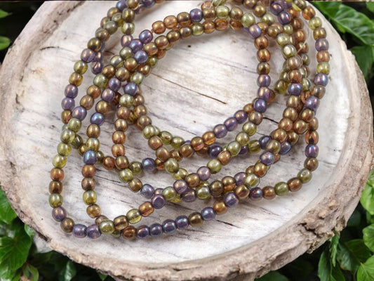 4mm Beads - Czech Glass Beads - Picasso Beads - Round Beads - Druk Beads - 50pcs - (869)