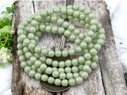 Czech Glass Beads - Druk Beads - Round Beads - Mint Green - 6mm - 30pcs (B297)