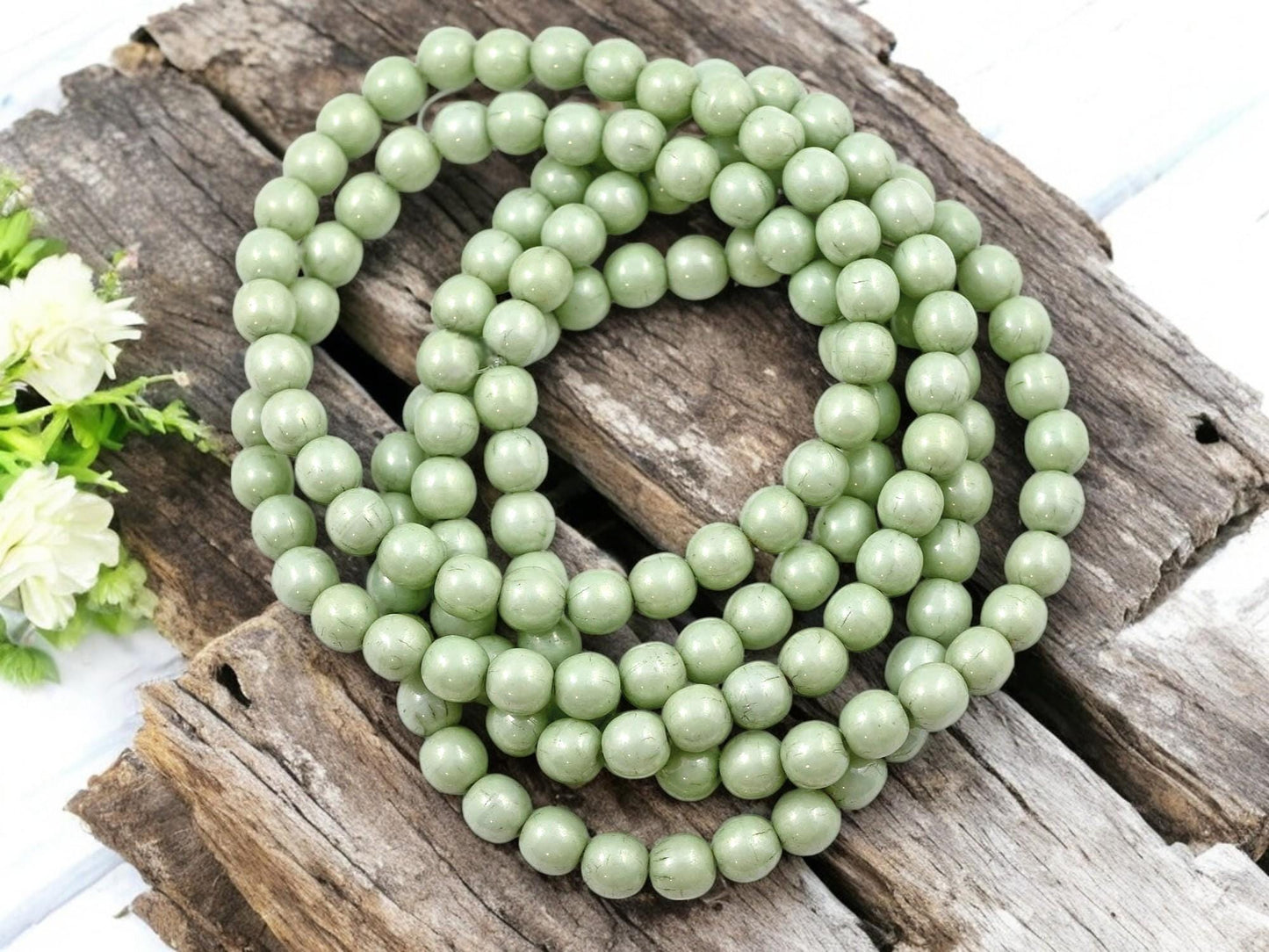 Czech Glass Beads - Druk Beads - Round Beads - Mint Green - 6mm - 30pcs (B297)