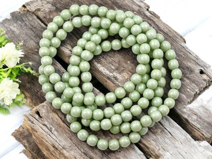 Czech Glass Beads - Druk Beads - Round Beads - Mint Green - 6mm - 30pcs (B297)