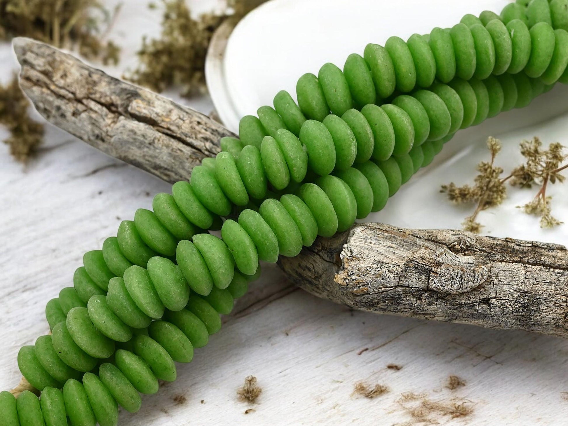 African Glass Beads - Recycled Glass Beads - Ashanti Glass - Heishi Beads - 13-15mm