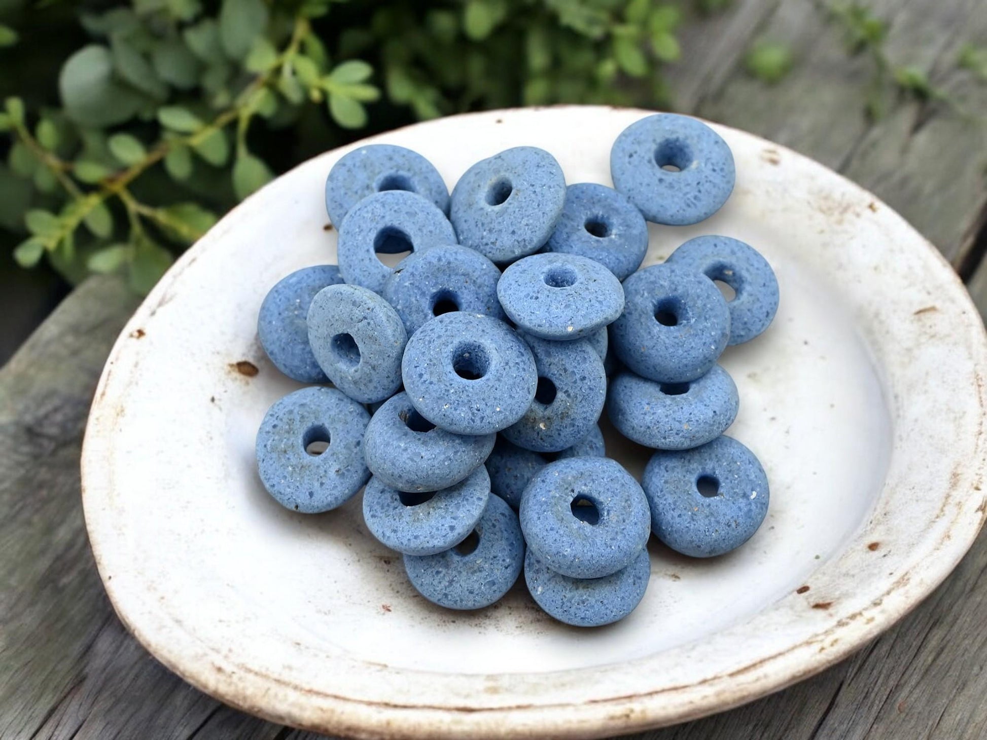 Recycled Glass Beads - Powder Glass Beads - African Glass Beads - Ashanti Glass - Heishi Beads - 13-15mm