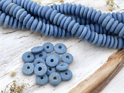 Recycled Glass Beads - Powder Glass Beads - African Glass Beads - Ashanti Glass - Heishi Beads - 13-15mm