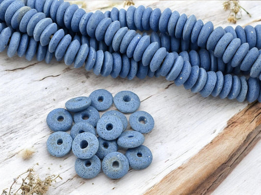 Recycled Glass Beads - Powder Glass Beads - African Glass Beads - Ashanti Glass - Heishi Beads - 13-15mm